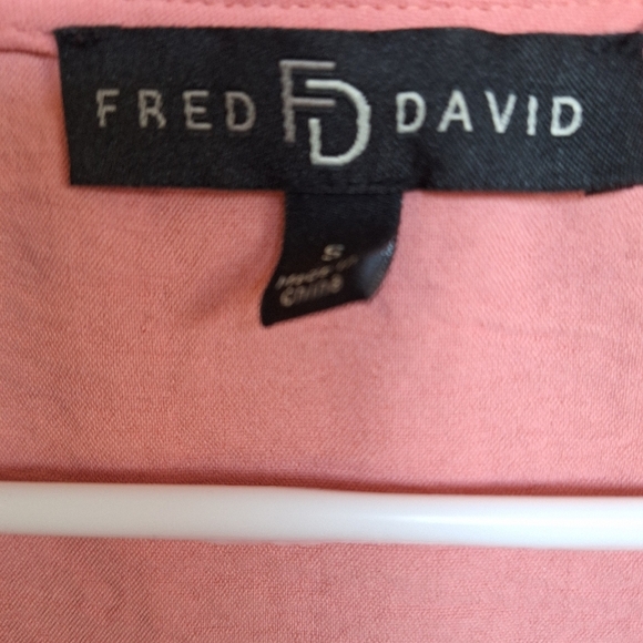 Fred David Boho Blouse SzS Detailed Puff Long Sleeves Tie Front Ruffle Neck Pink - Picture 2 of 8